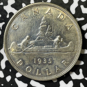 1935 Canada $1 Dollar Lot#E4800 Large Silver Coin! Nice Detail, Old Cleaning