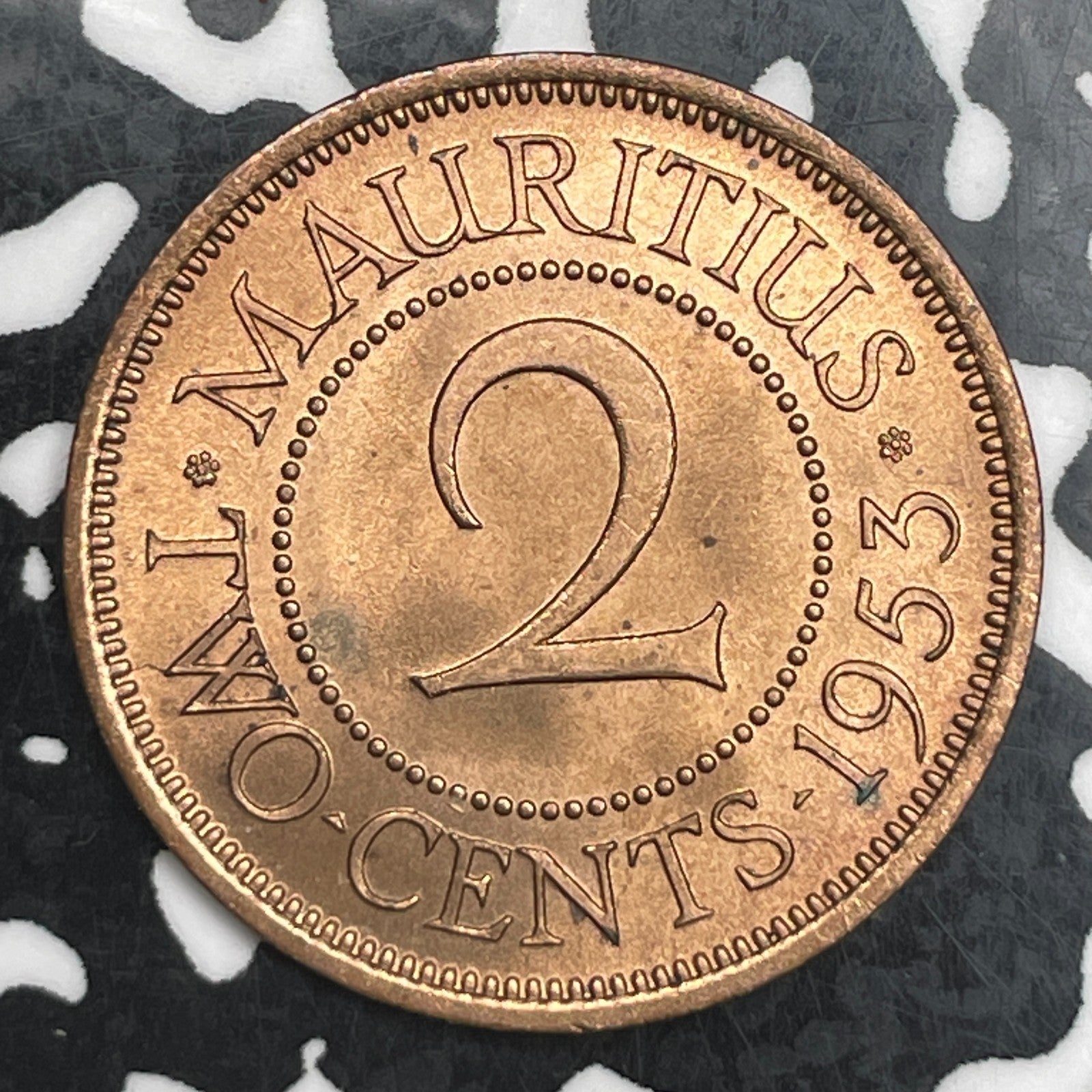 1953 Mauritius 2 Cents Lot#F7229 High Grade! Beautiful!