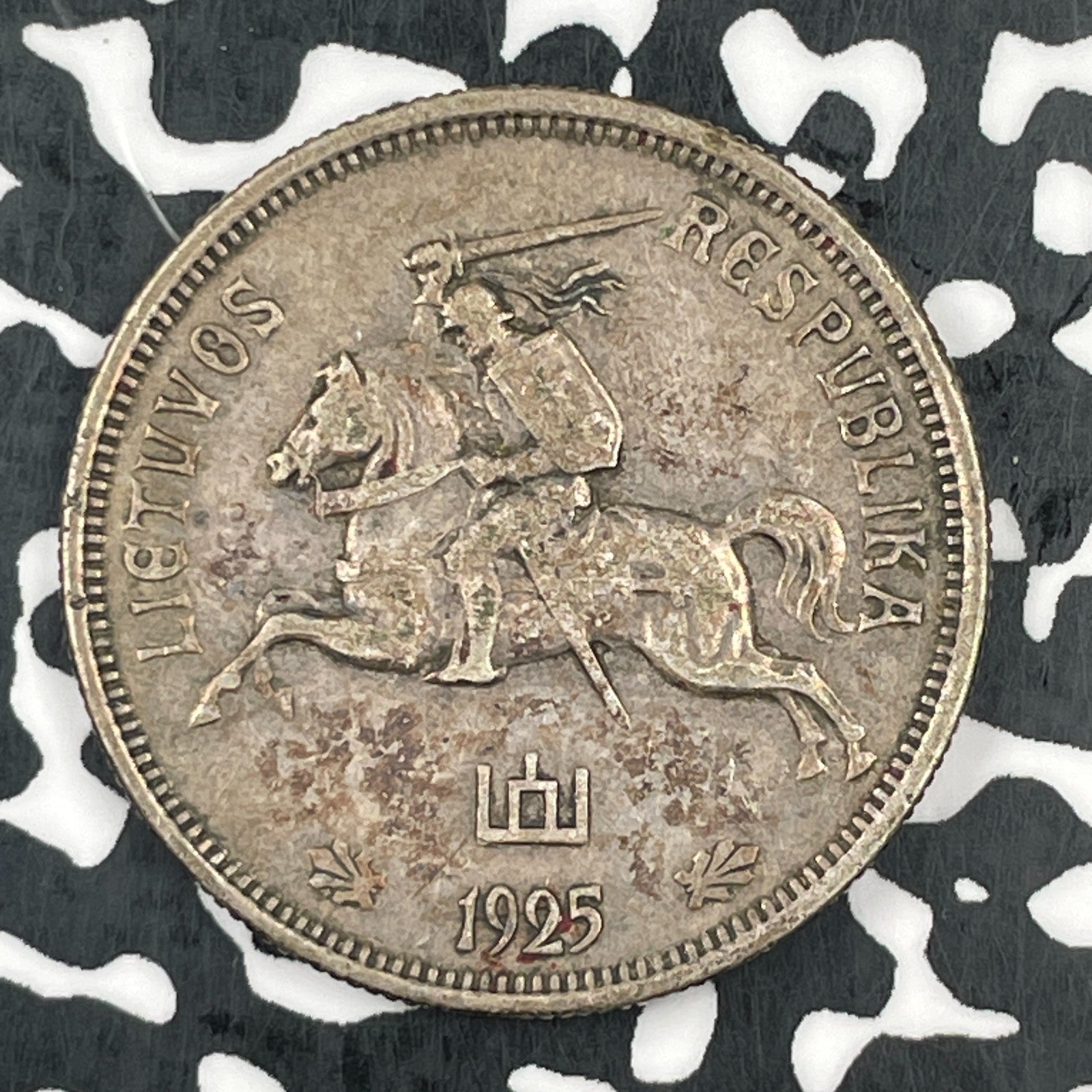 1925 Lithuania 5 Litai Lot#F7383 Silver!
