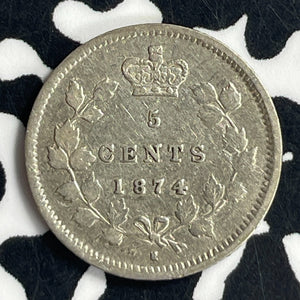 1874-H Canada 5 Cents Lot#JM9633 Silver! Plain '4'