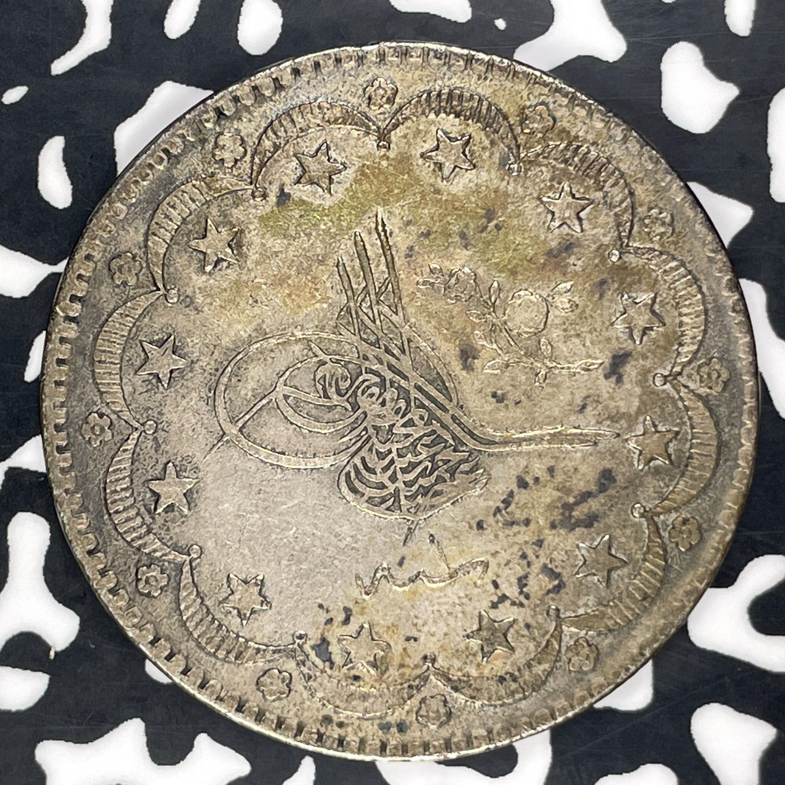 AH 1293 Year 1 (1876) Turkey 20 Kurush Lot#JM1001 Silver! Nice! KM#722