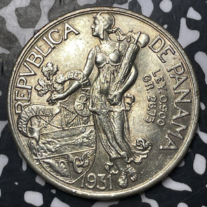 1931 Panama 1 Balboa Lot#JM8293 Large Silver! High Grade! Beautiful!