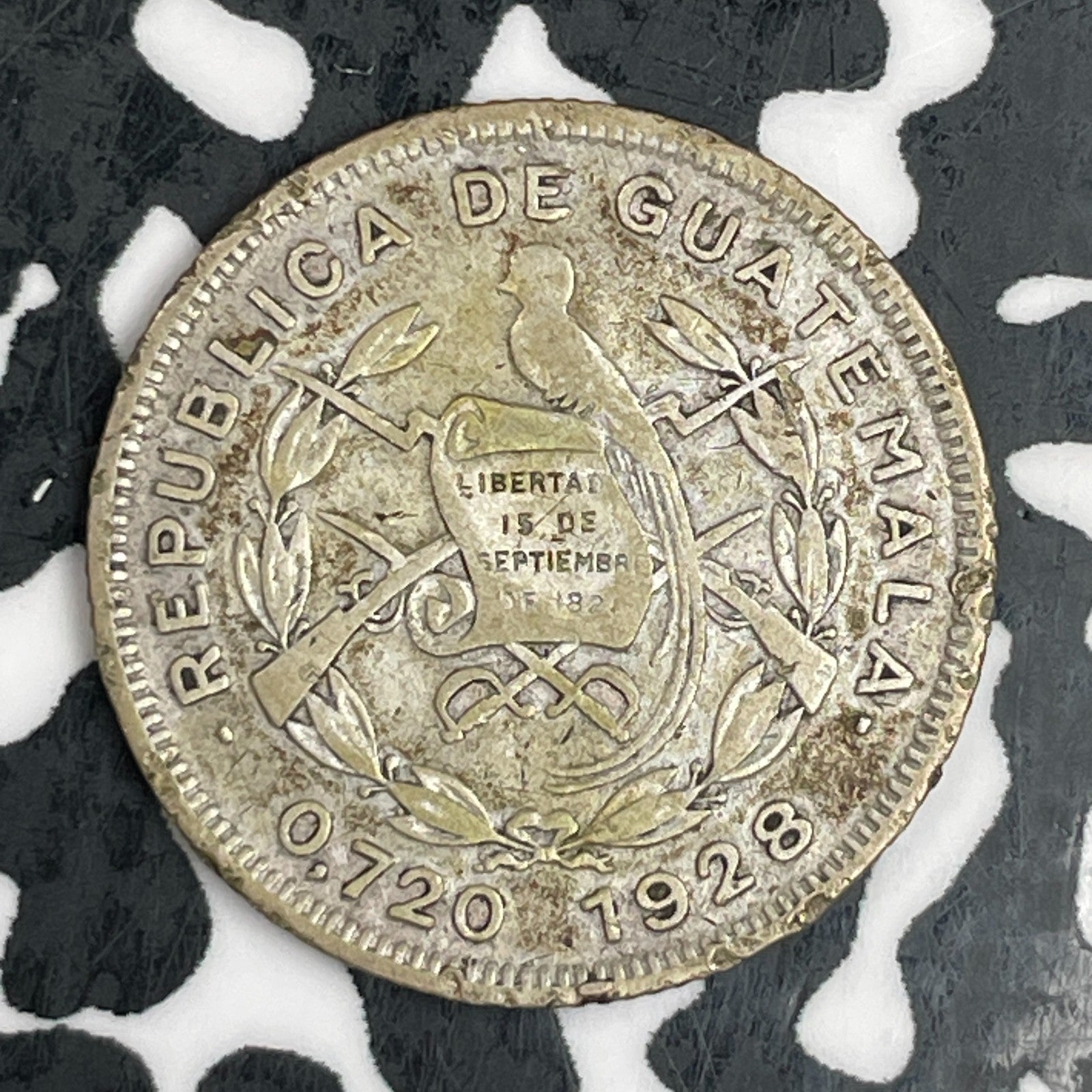 1928 Guatemala 10 Centavos Lot#N0565 Silver!
