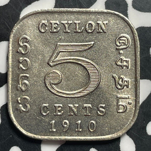 1910 Ceylon 5 Cents Lot#T1399 High Grade! Beautiful!