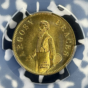 U/D G.B. Argosy Braces Farthing Token PCGS MS63 Lot#G758 Choice UNC! Bell#7620