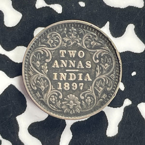1897 India 2 Annas Lot#T8647 Silver!