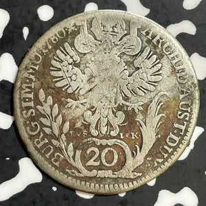 1780-C EVS IK Austria 20 Kreuzers Lot#E6979 Silver! KM#2067.1