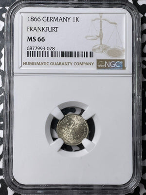 1866 Germany Frankfurt 1 Kreuzer NGC MS66 Lot#G7041 Gem BU!