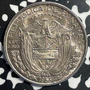 1953 Panama 1/2 Balboa Half Balboa Lot#E8021 Silver! High Grade! Beautiful!