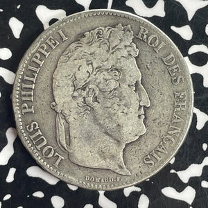 1840-W France 5 Francs Lot#T8289 Large Silver Coin!