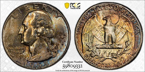 1958 U.S. 25 Cents Washington Quarter PCGS MS65 Lot#G653 Silver! Gem BU!