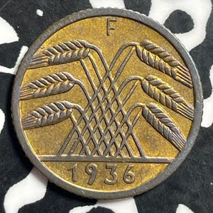 1936-F Germany 5 Pfennig Lot#T1413 High Grade! Beautiful!