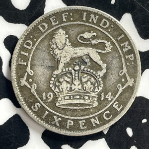 1914 Great Britain 6 Pence Sixpence Lot#C0801 Silver!
