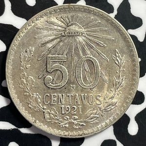 1921 Mexico 50 Centavos Lot#E9868 Silver! Nice!