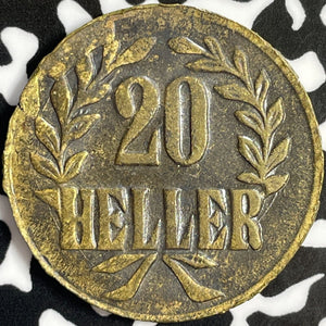 1916-T German East Africa 20 Heller Lot#D9210 Brass