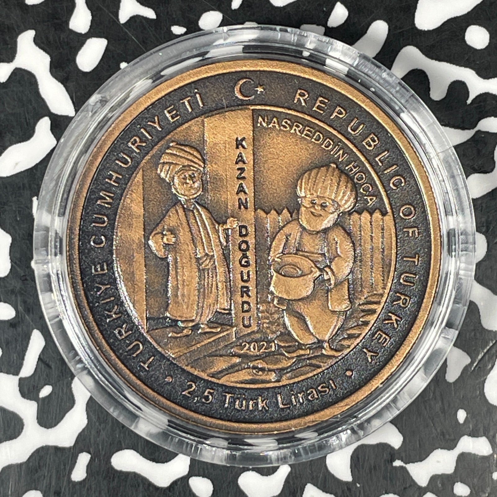 2021 Turkey Nasreddin Hoca 2 1/2 Lira Lot#OV1800 With C.O.A. Cauldron