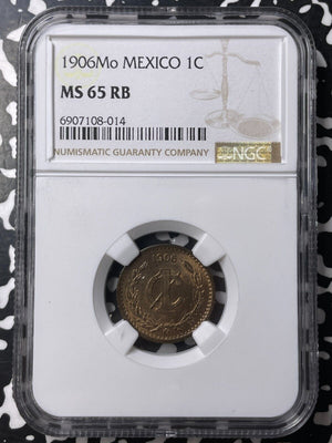 1906-Mo Mexico 1 Centavo NGC MS65RB Lot#G9044 Gem BU!