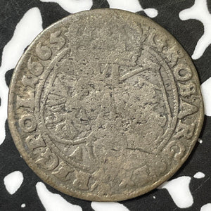 1665 Poland 6 Groschen Lot#E4726 Silver!