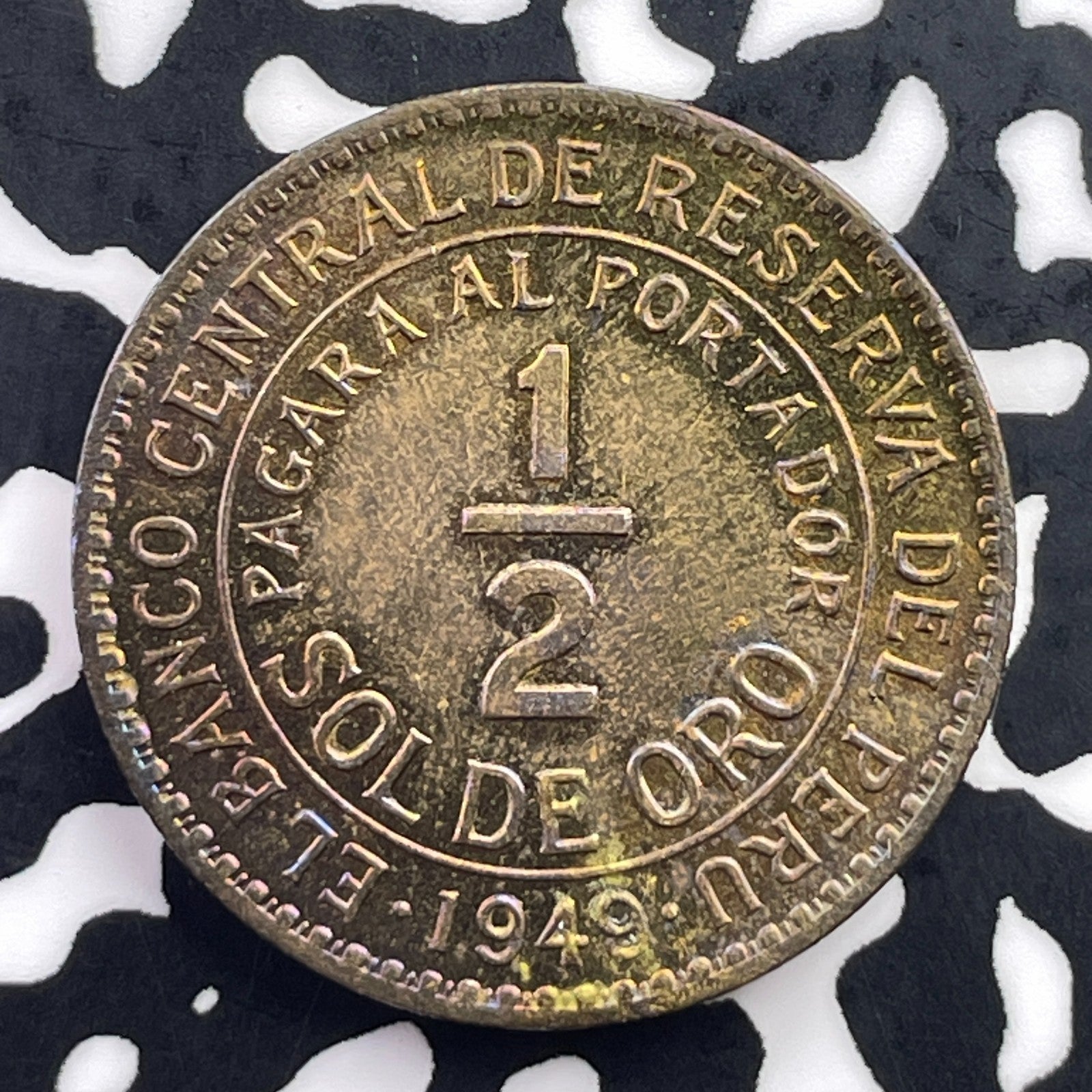 1949 Peru 1/2 Sol Half Sol Lot#C5577 High Grade! Beautiful!