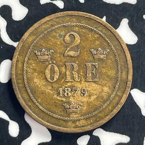 1879 Sweden 2 Ore Lot#T9177