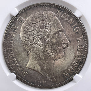 1854 Germany Bavaria Double Thaler NGC Cleaned-UNC Details Lot#G9138 Silver!