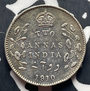1910 India 2 Annas Lot#T8910 Silver!