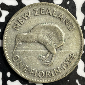 1934 New Zealand 1 Florin Lot#E4394 Silver!