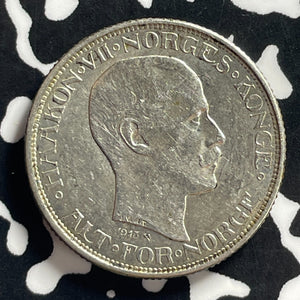 1913 Norway 50 Ore Lot#JM0051 Silver! Nice!