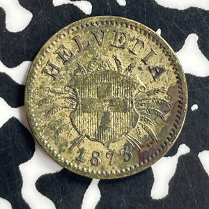 1873-B Switzerland 5 Rappen Lot#T7026 Reverse Scratch