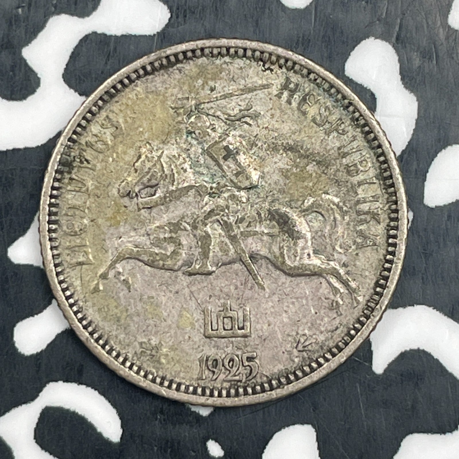 1925 Lithuania 1 Litas Lot#N3070 Silver!