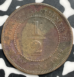 1889 Straits Settlements 1/2 Cent Half Cent Lot#T9774