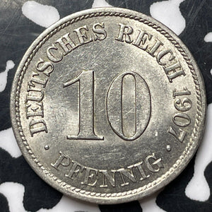 1907-A Germany 10 Pfennig Lot#E8860 High Grade! Beautiful!