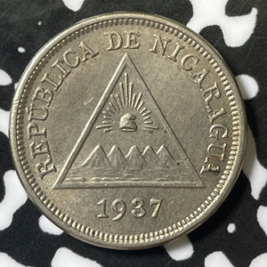 1937 Nicaragua 5 Centavos Lot#E4946 High Grade! Beautiful!