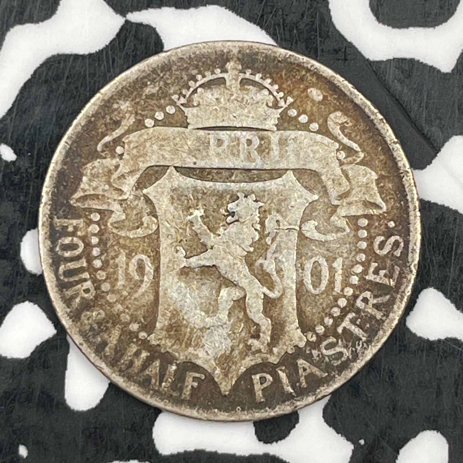 1901 Cyprus 4-1/2 Piastres Lot#F6840 Silver! Scarce!