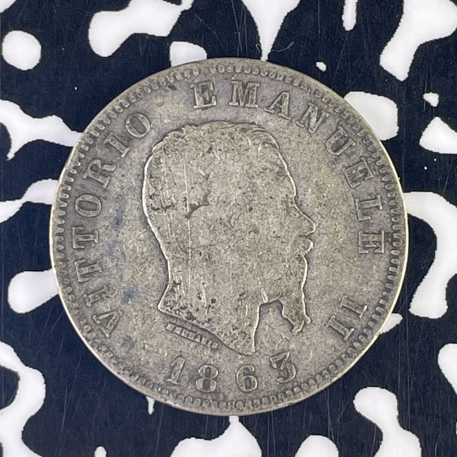 1863 Italy 1 Lira Lot#F2024 Silver!
