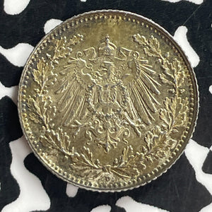 1905-D Germany 1/2 Mark Lot#T7756 Silver! High Grade! Beautiful!
