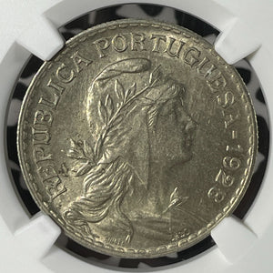1928 Portugal 1 Escudo NGC MS62 Lot#G186 Nice UNC!