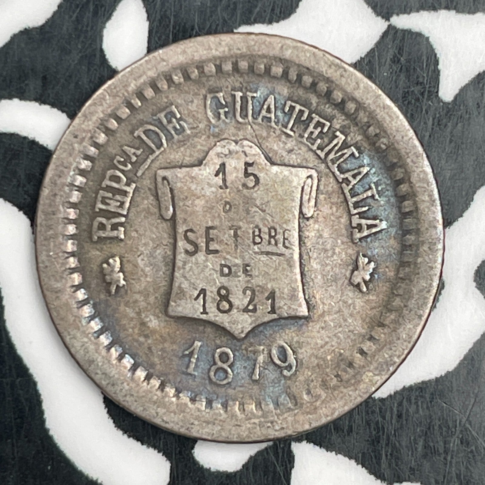 1879 Guatemala 1/2 Real Half Real Lot#F9103 Silver! KM#147A.1