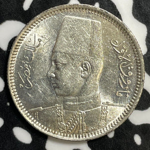 (1937) Egypt 2 Piastres Lot#E5587 Silver! High Grade! Beautiful!