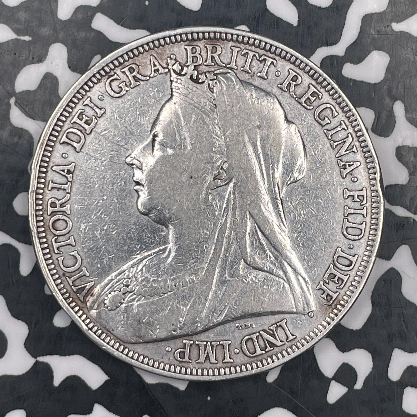 1897 Great Britain Victoria 1 Crown Lot#JM2339 Large Silver! Cleaned