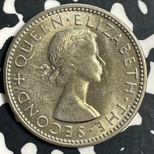 1953 New Zealand 1 Shilling Lot#T0752 High Grade! Beautiful! Key Date!