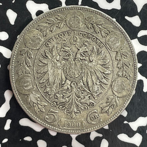 1900 Austria 5 Corona Lot#T8145 Large Silver Coin!