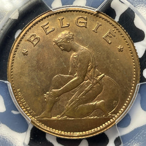 1935 Belgium 1 Franc Pattern PCGS SP65RB Lot#G9320 Top Graded! KM#Pn344