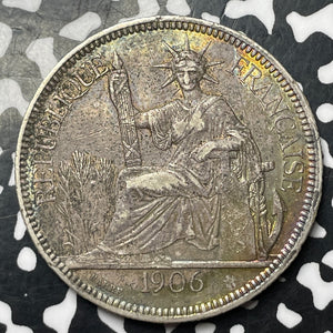 1906-A French Indo-China 1 Piastre Lot#MK162 Large Silver!