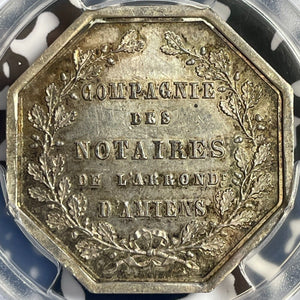 "1854" France Amiens Notaries Jeton PCGS MS62 Lot#G7737 Silver! Lerouge-12