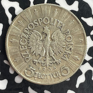 1936 Poland 5 Zlotych Lot#T8151 Silver! Nice!