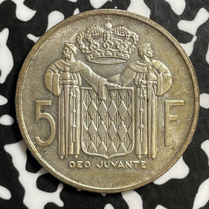 1960 Monaco 5 Francs Lot#E2778 Silver! High Grade! Beautiful!