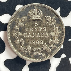 1908 Canada 5 Cents Lot#T7803 Silver!
