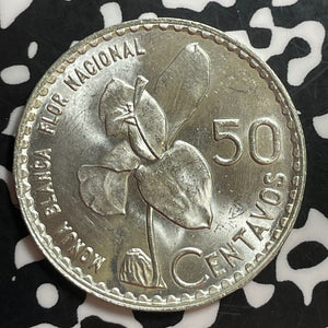 1962 Guatemala 50 Centavos Lot#T1293 Silver! High Grade! Beautiful!