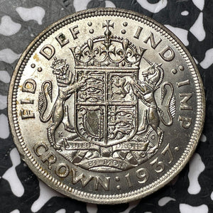 1937 G.B. 1 Crown Lot#JM7170 Large Silver Coin! High Grade! Beautiful!